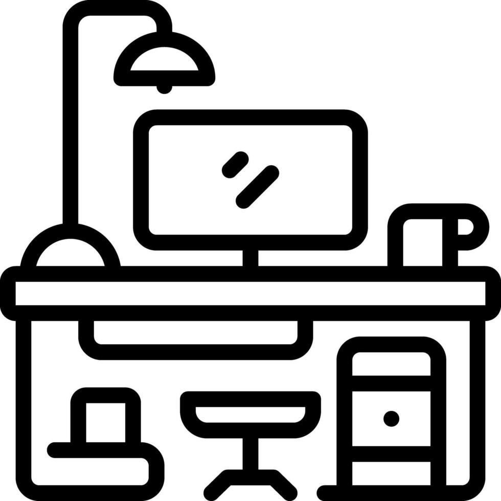 Black line icon for desk work vector