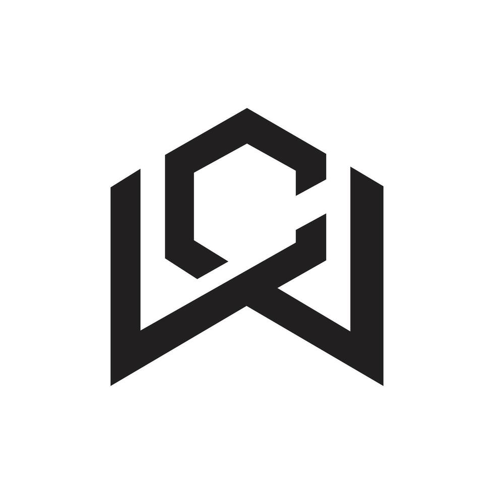 Letter Cw new stylish shapes alphabet modern abstract monogram logo vector