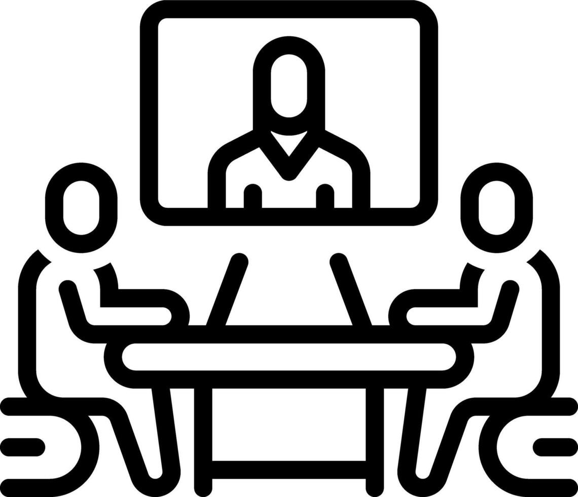 Black line icon for meeting vector