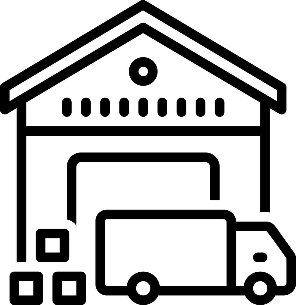 Black line icon for warehouse vector