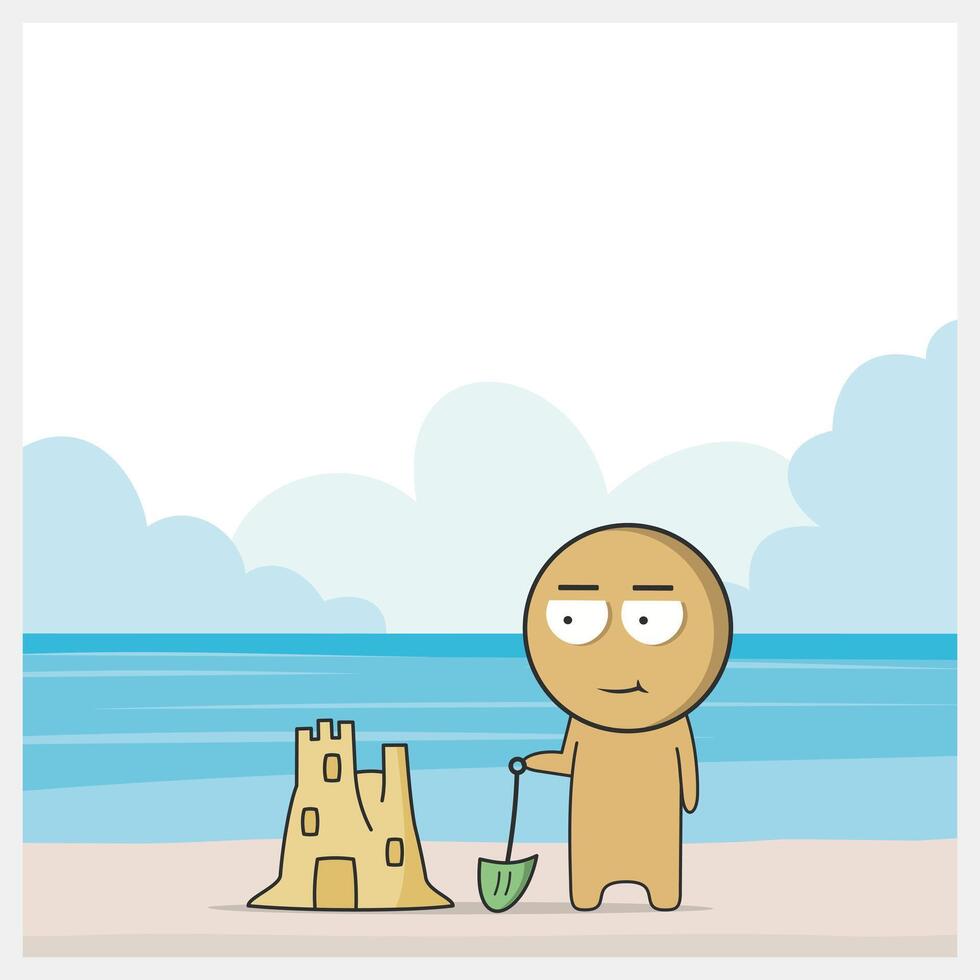 Boy and sand castle vector