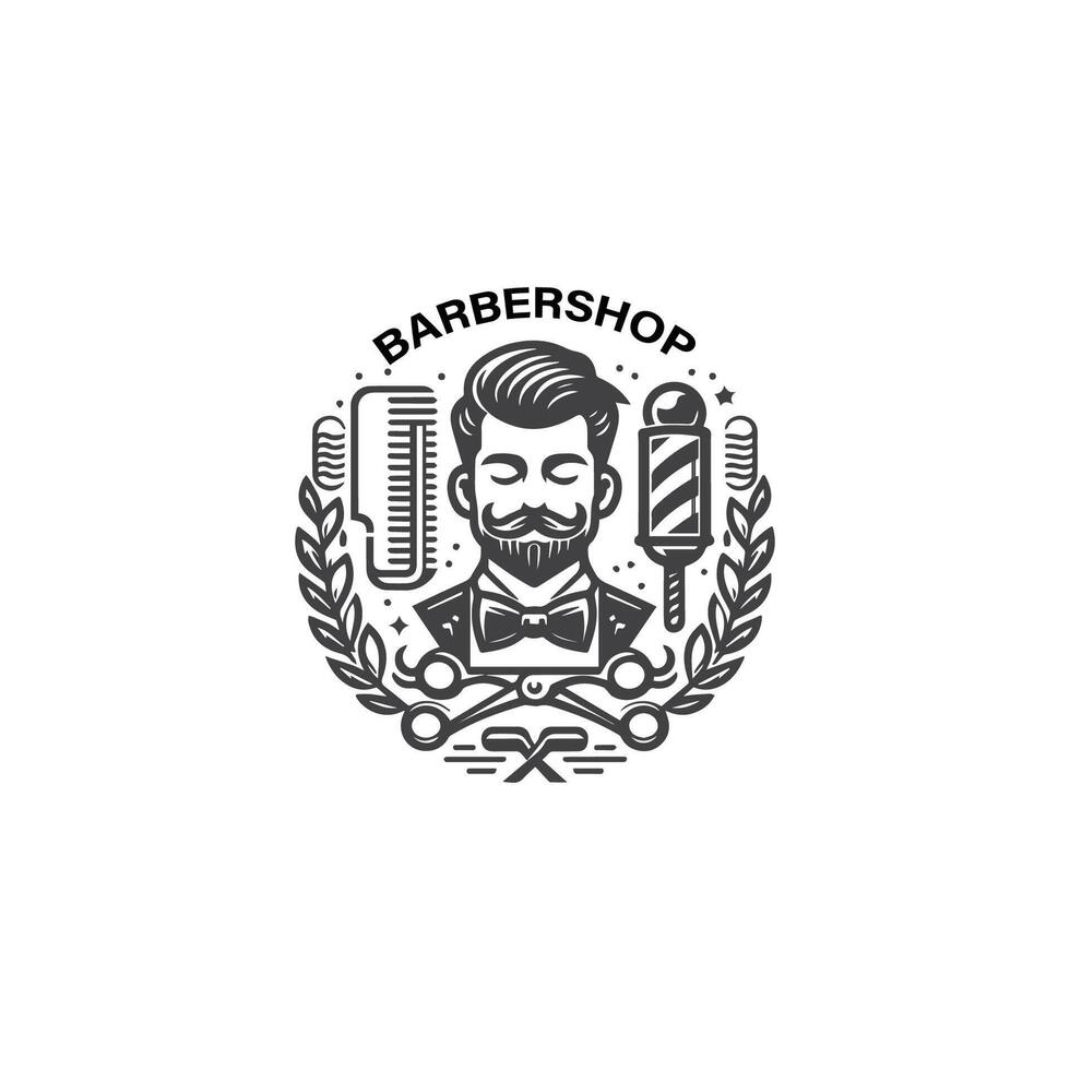 Retro Barbershop logo design vector