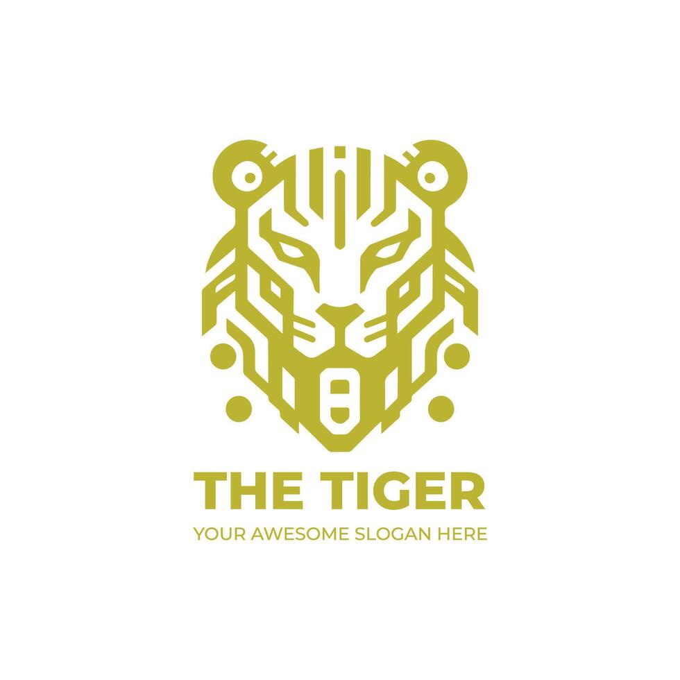 Futuristic Tiger Robot Logo Design vector