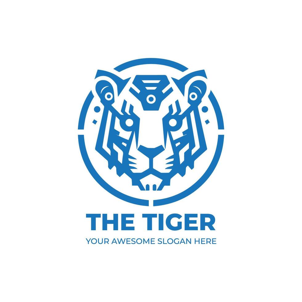 Futuristic Tiger Robot Logo Design vector