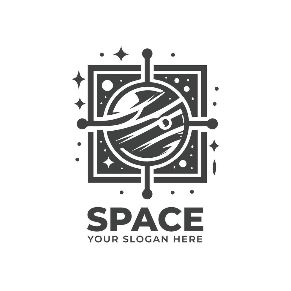 monocromo espacio lanzadera logo diseño vector