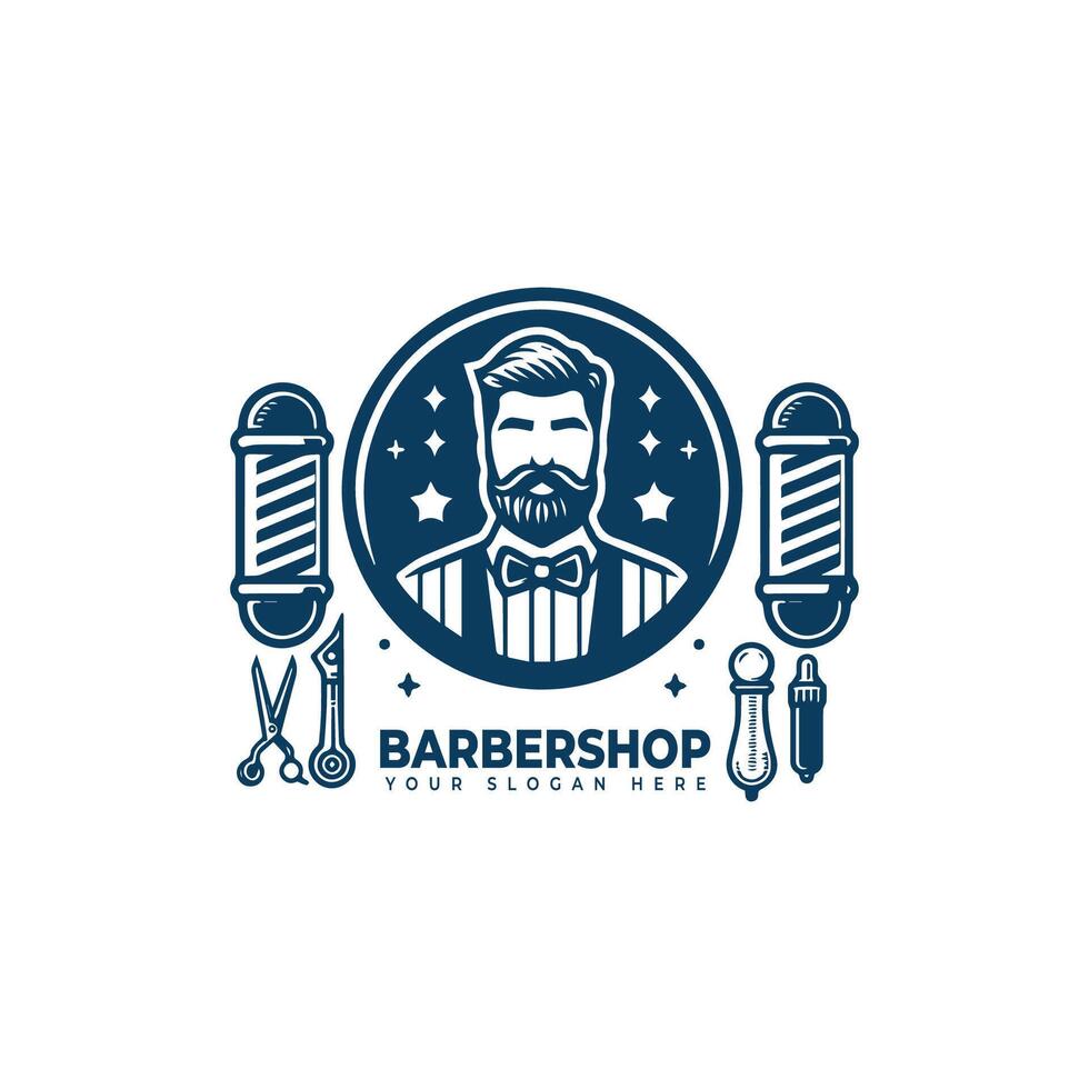 Retro Barbershop logo design vector