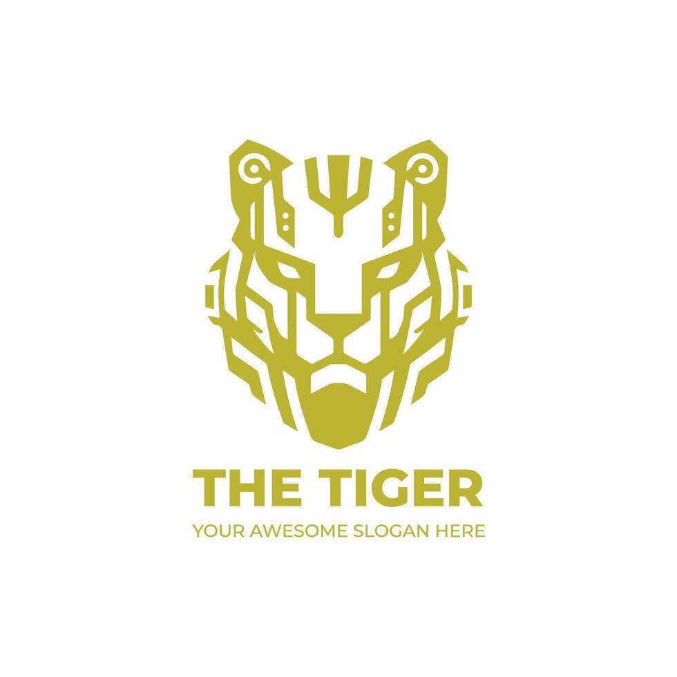 Futuristic Tiger Robot Logo Design vector
