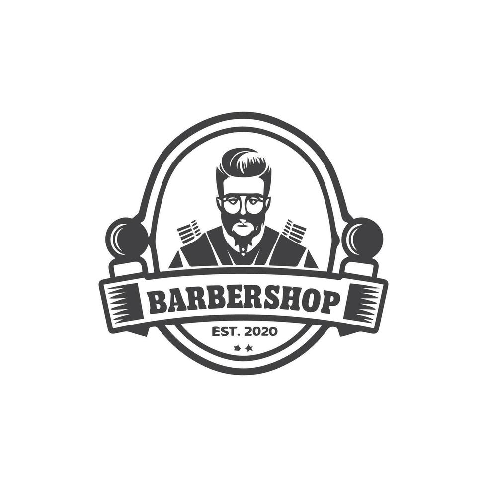 Retro Barbershop logo design vector