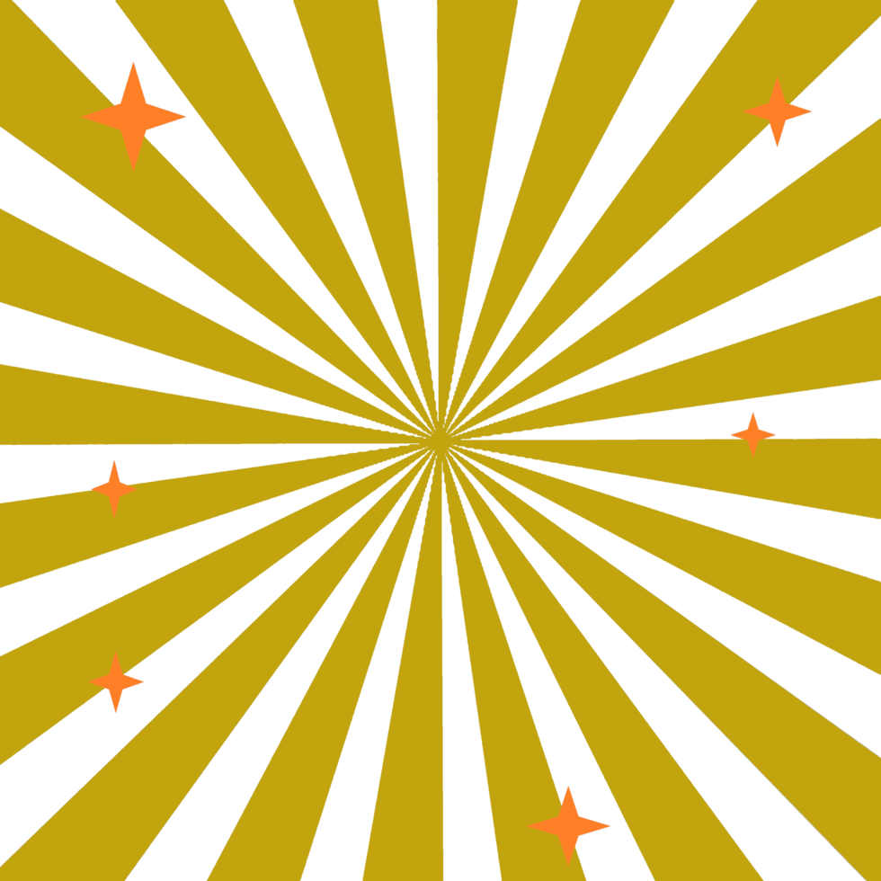 Sun rays,yellow color beam burst with orange dimand stars isolated.Pop art style.use for app,web,logo-illustration png
