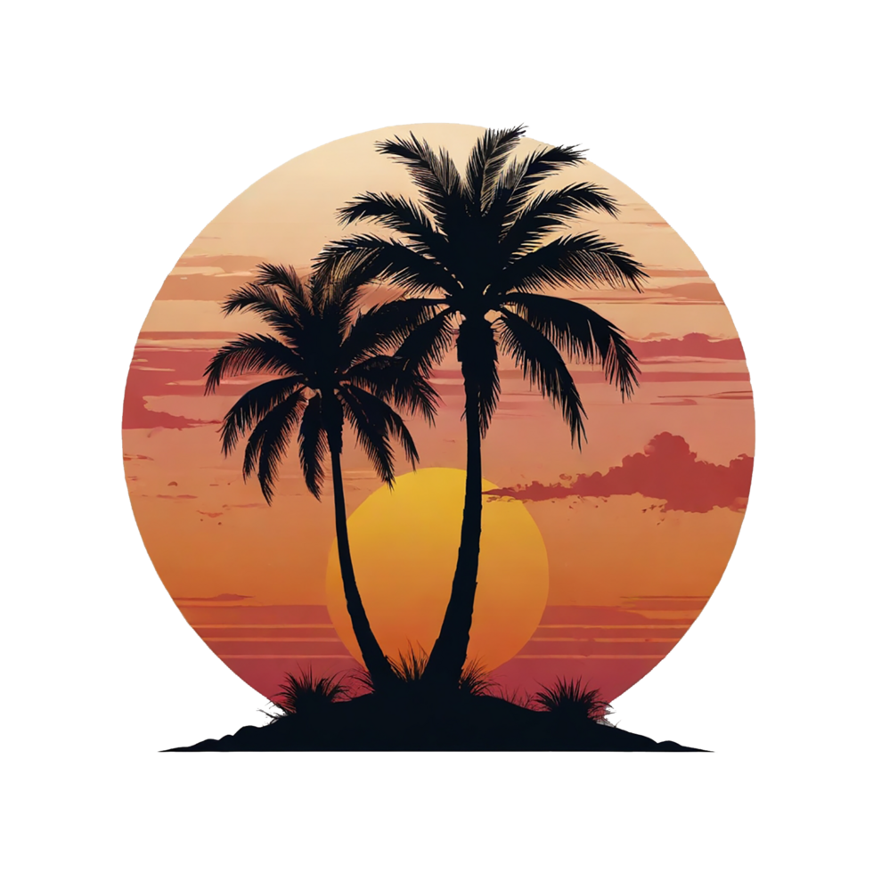 Set of retro sunsets in the style of the 80s and 90s. png