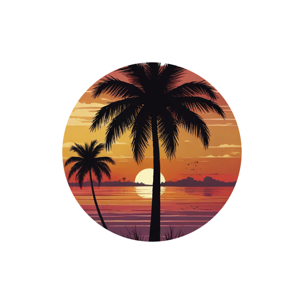 Set of retro sunsets in the style of the 80s and 90s. png