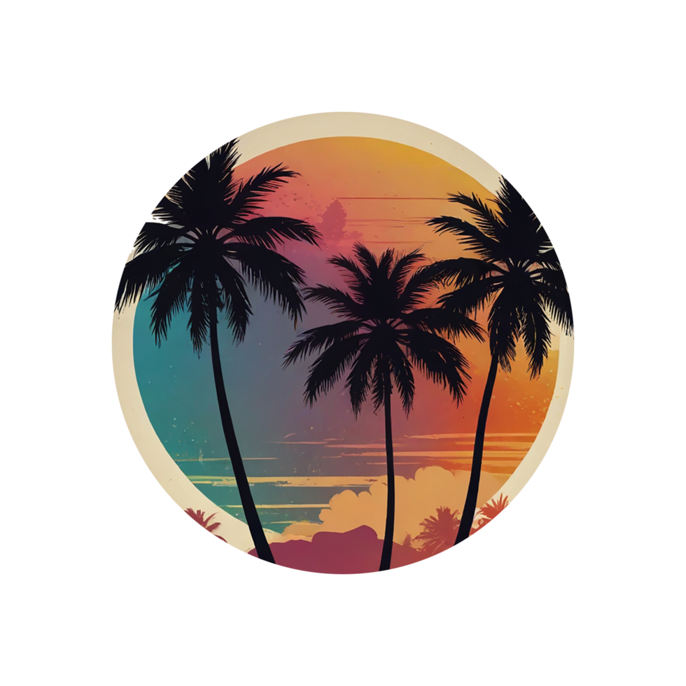 Set of retro sunsets in the style of the 80s and 90s. png
