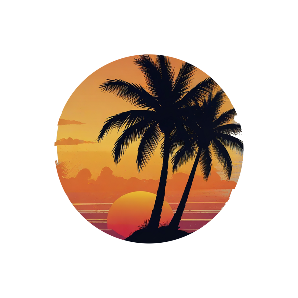 Set of retro sunsets in the style of the 80s and 90s. png