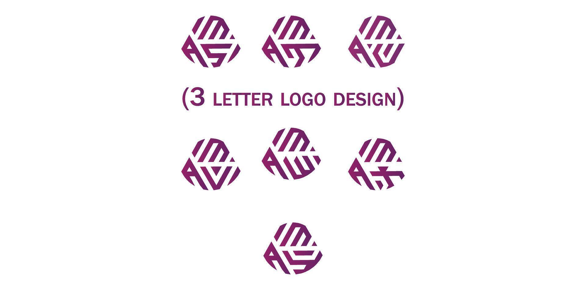 Creative 3 letter logo design,AMS,AMT,AMU,AMV,AMW,AMX,AMY, vector