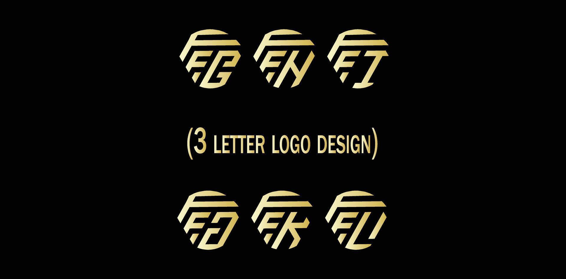 creativo 3 letra logo diseño,ffg,ffh,ffi,ffj,ffk,ffl, vector