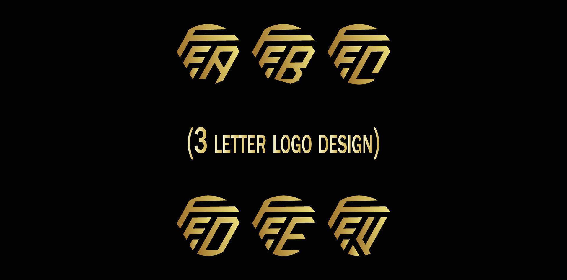 creativo 3 letra logo diseño,ffa,ffb,ffc,ffd,ffe,fff, vector