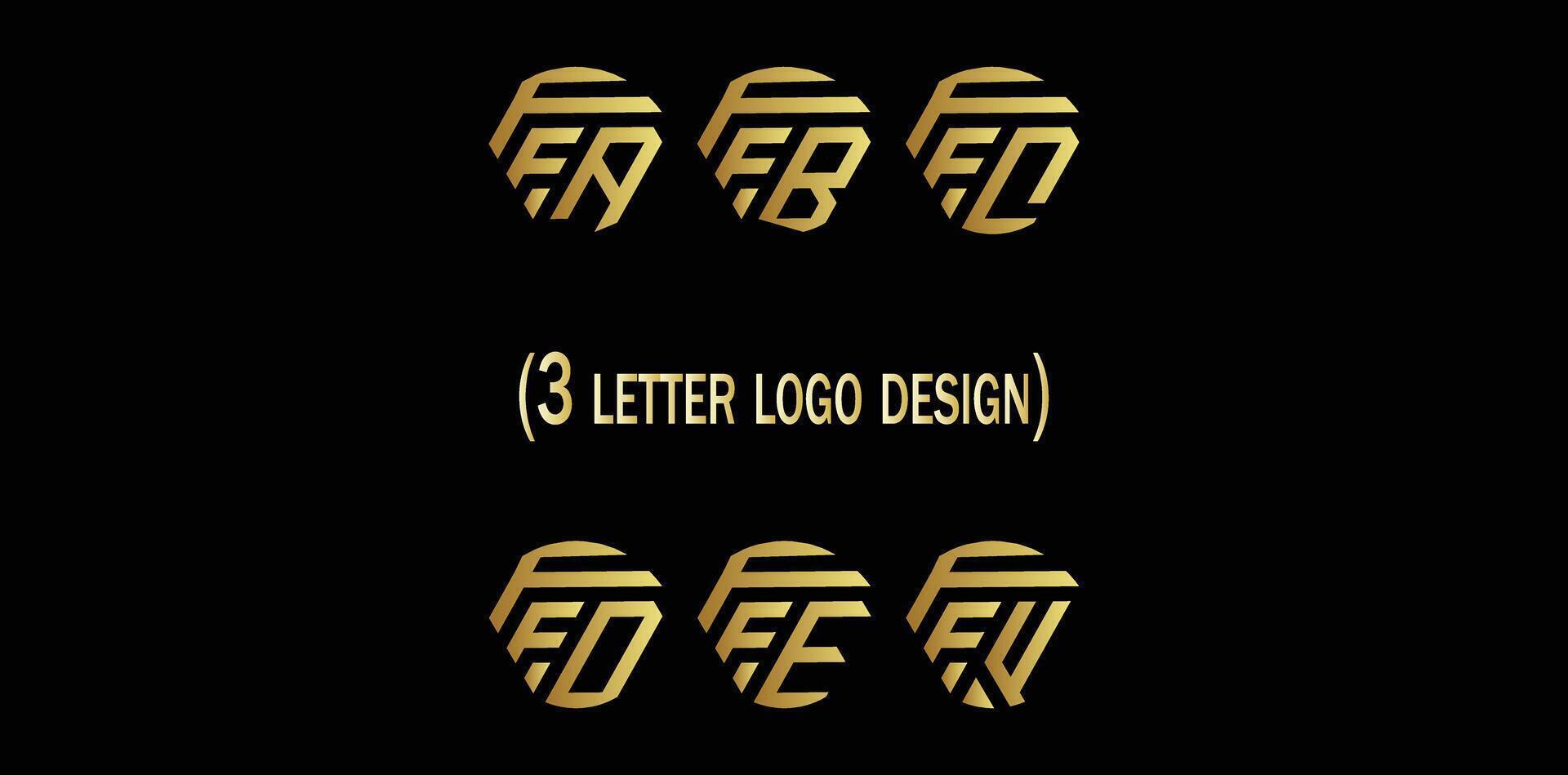 Creative 3 letter logo design,FFA,FFB,FFC,FFD,FFE,FFF, vector