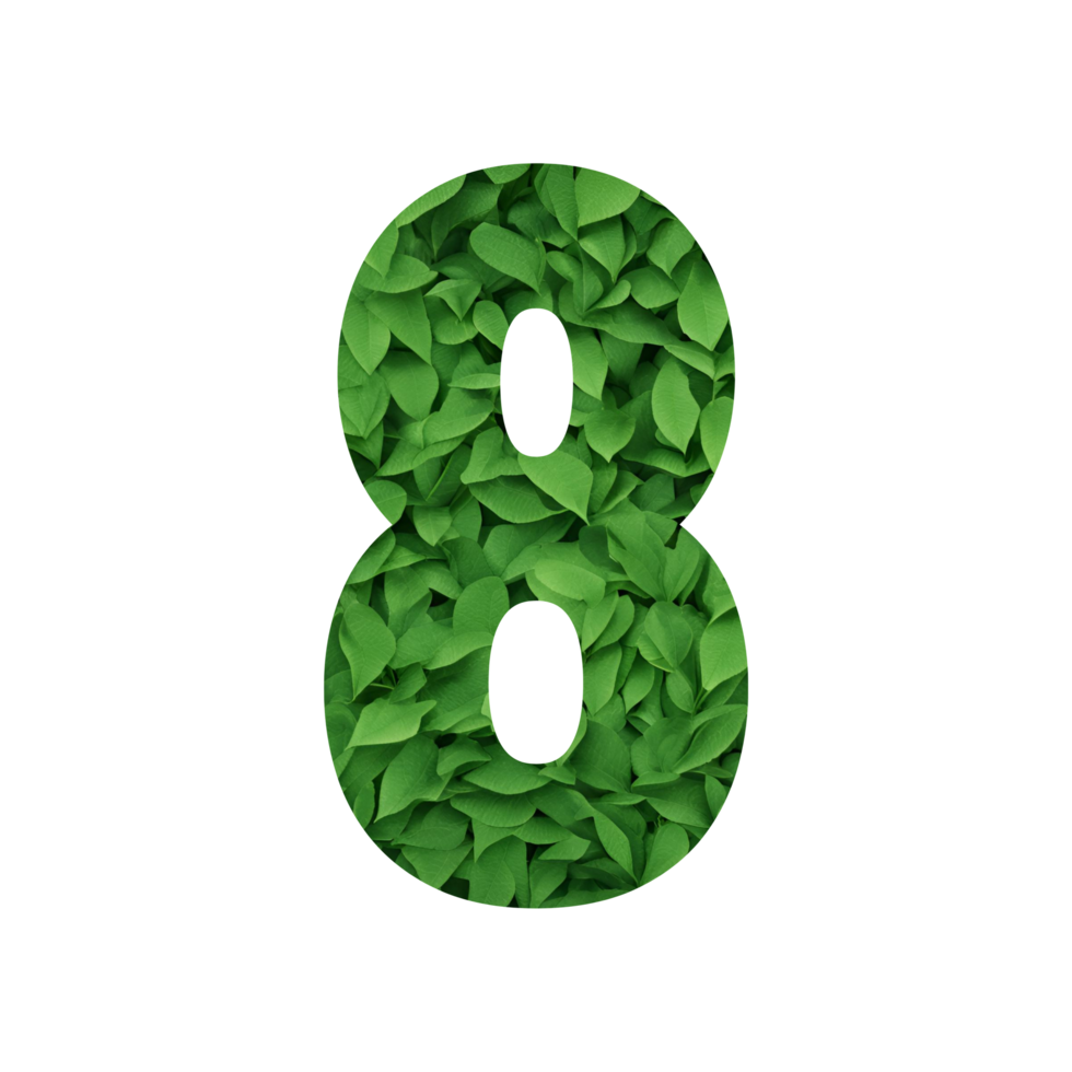 Leaf motif numbers with transparent background png