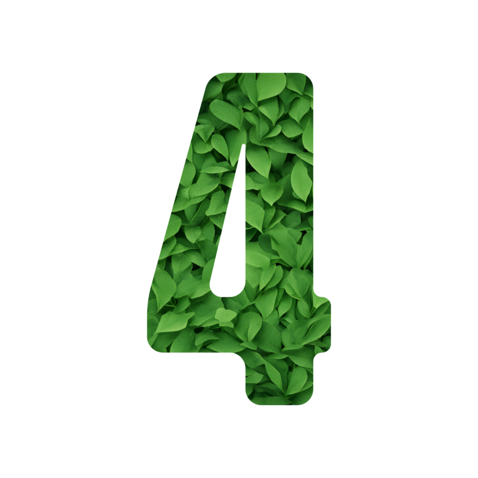 Leaf motif numbers with transparent background png
