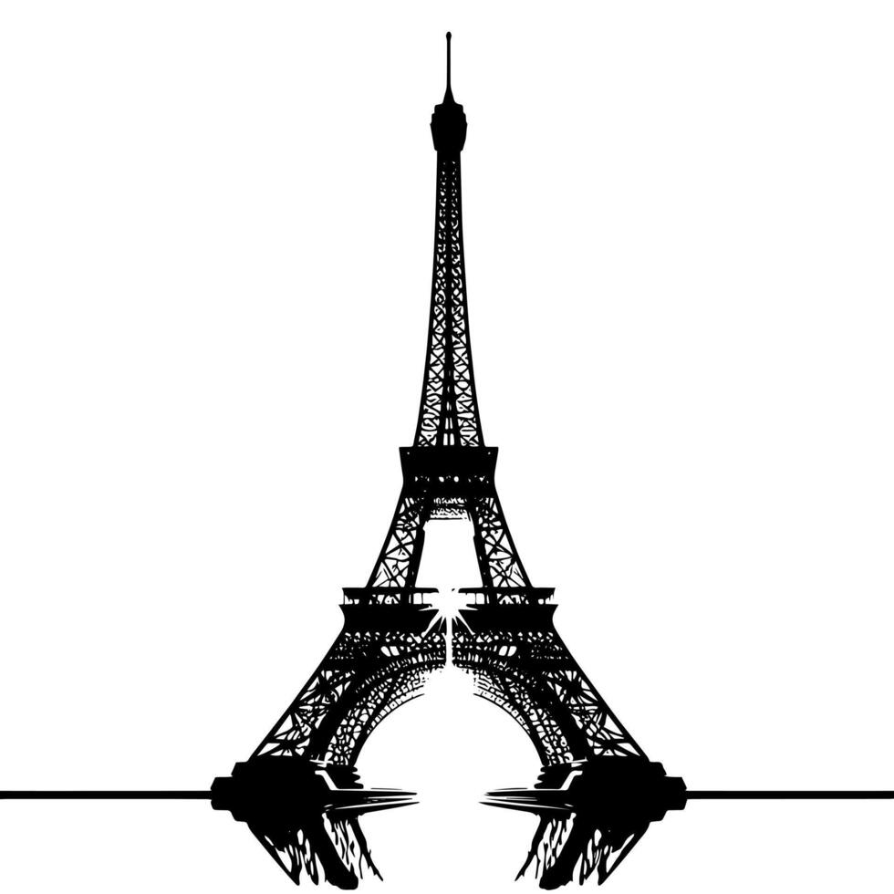 negro y blanco ilustración de el eiffel torre Turismo en París vector