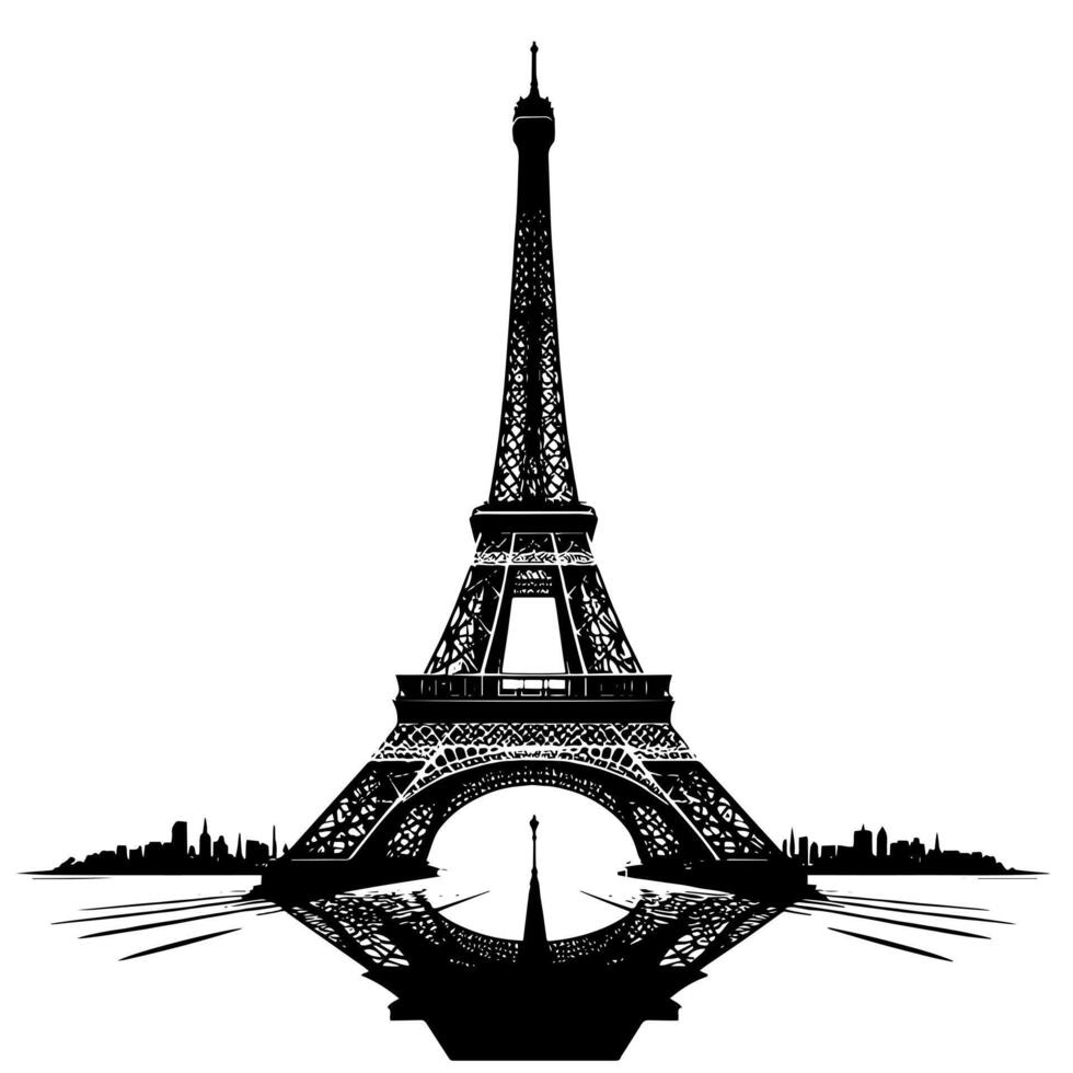 negro y blanco ilustración de el eiffel torre Turismo en París vector