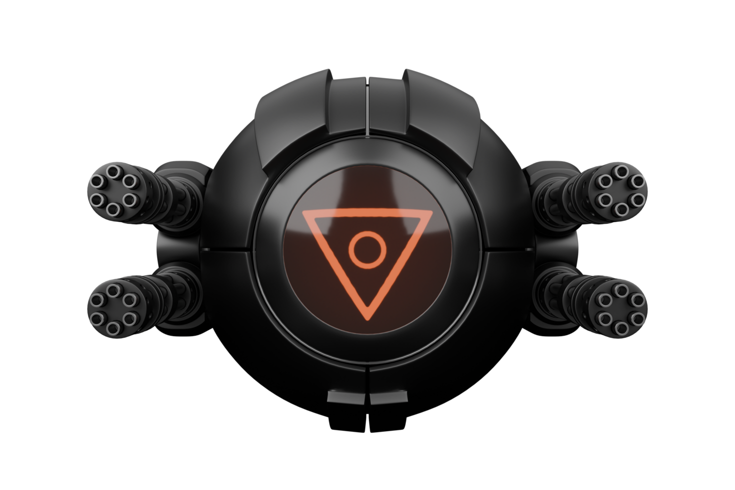 Spherical drone with gatling gun png