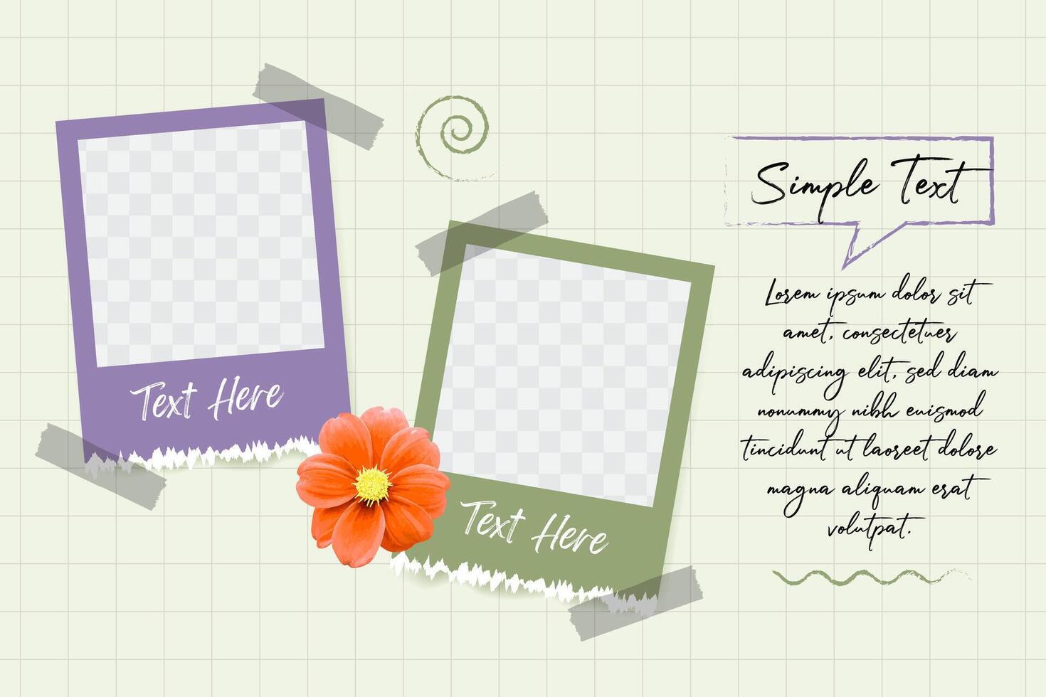Moodboard of photos collage frame mockup background template vector
