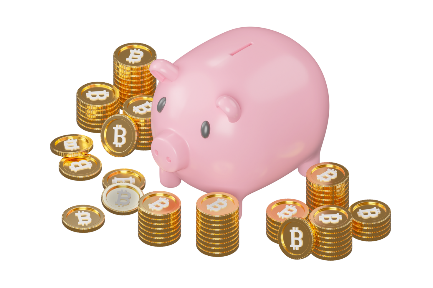 Piggy bank and bitcoin png