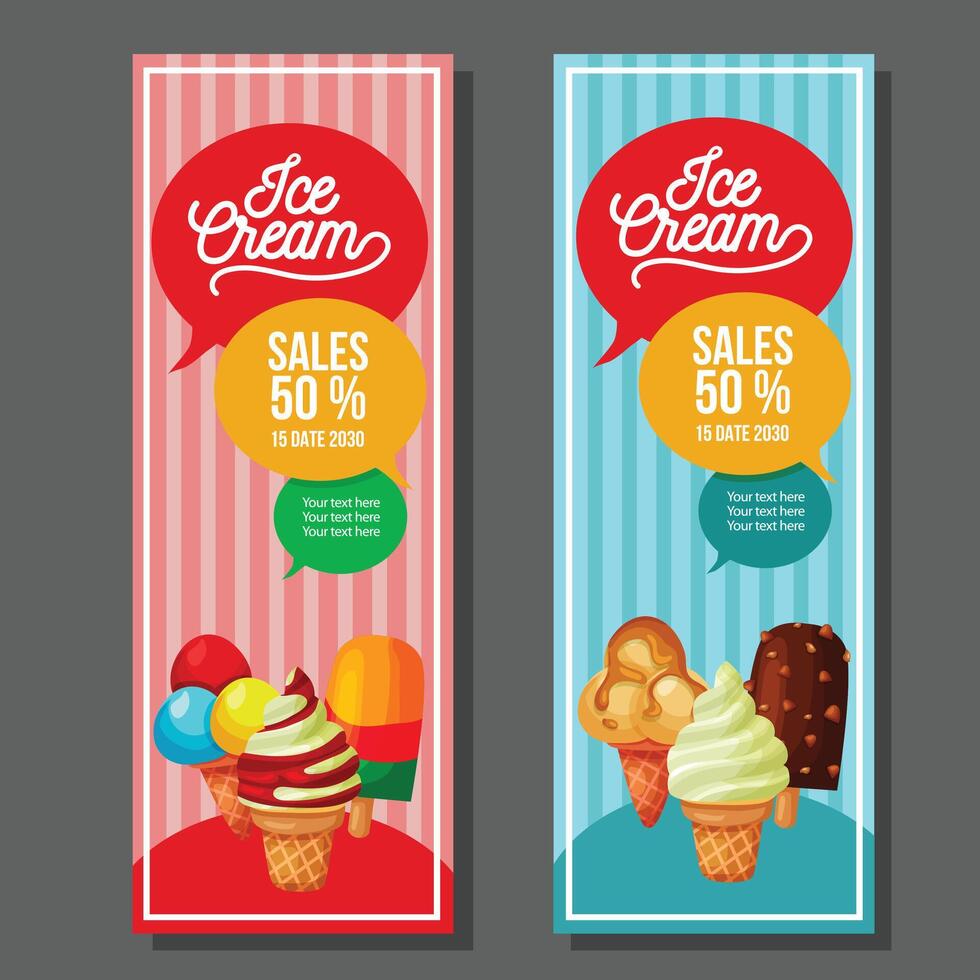 promotional ice cream vertical banner vector