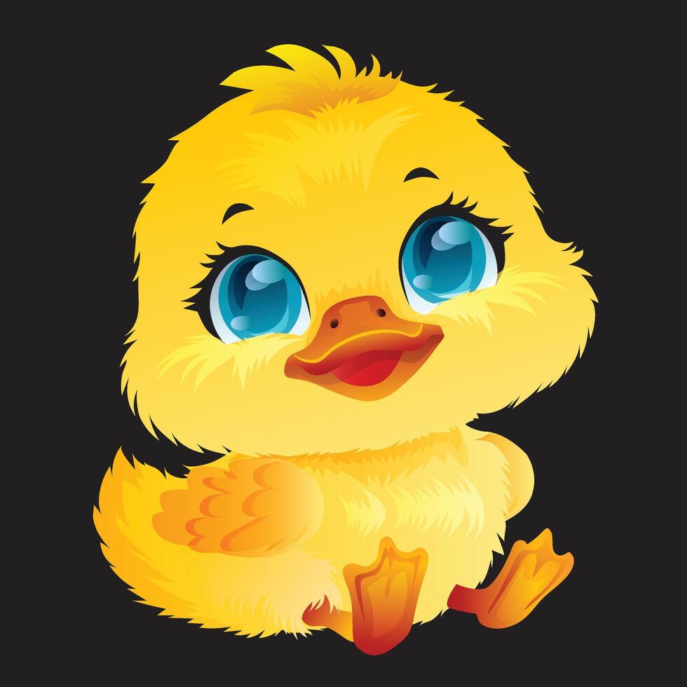 cute baby duckling cartoon character vector