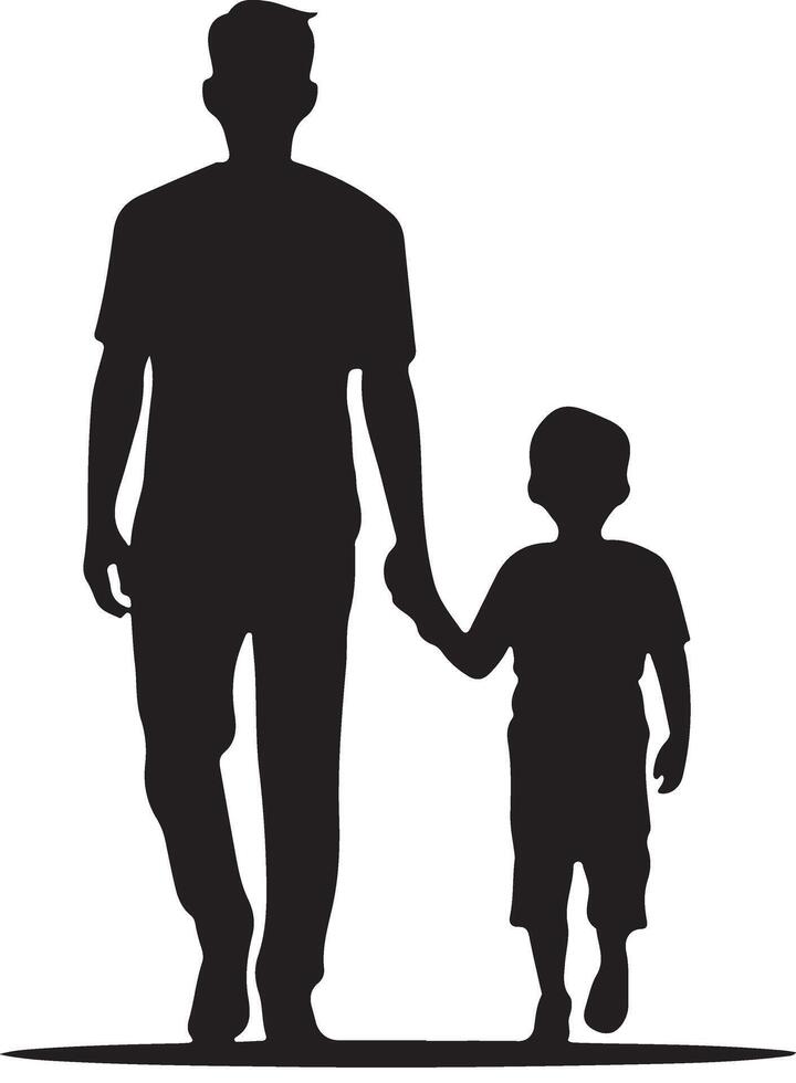 Flat design father and son silhouette vector
