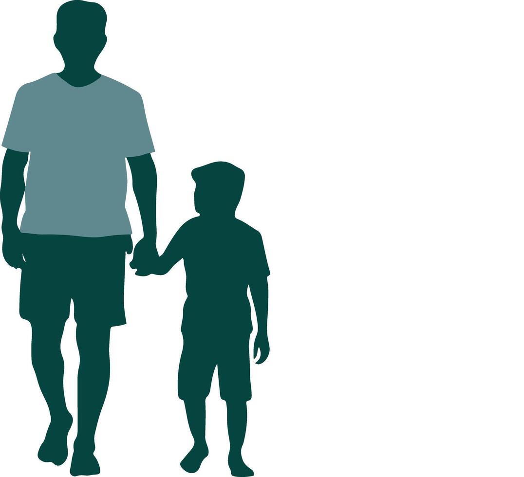 Flat design father and son silhouette vector