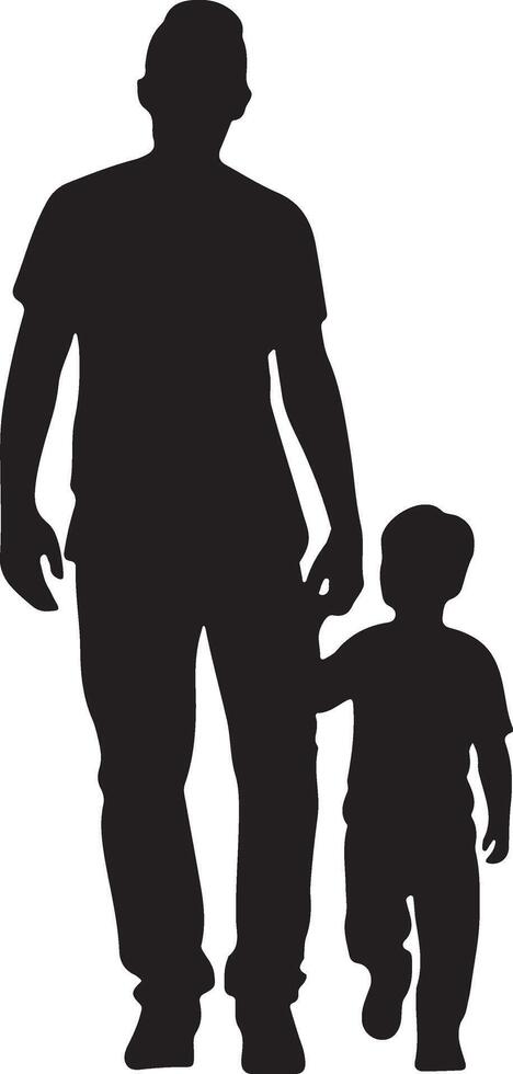 Flat design father and son silhouette vector