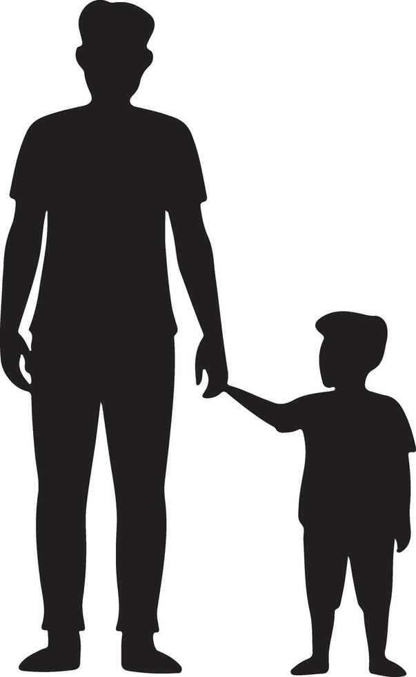 Flat design father and son silhouette vector