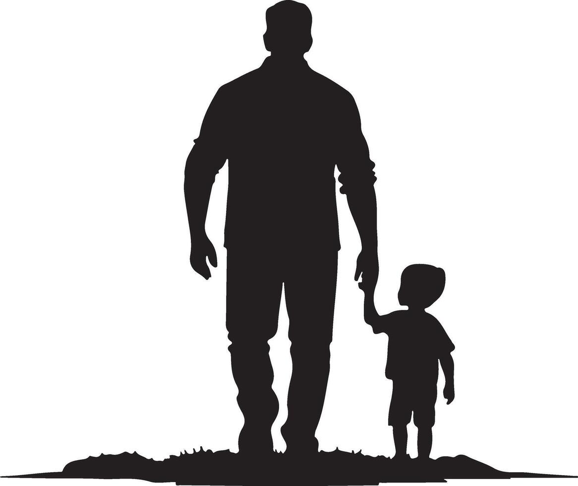 Flat design father and son silhouette vector