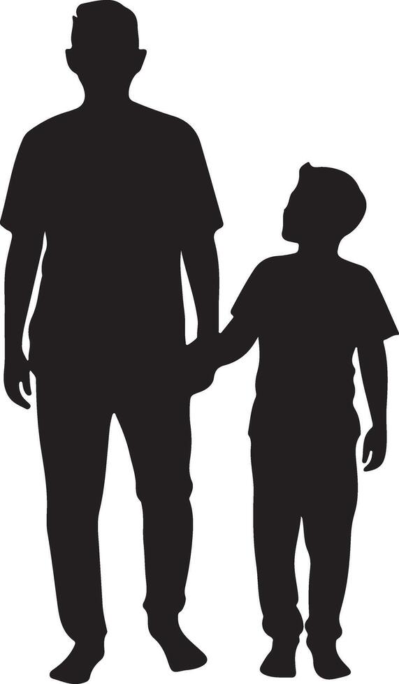 Flat design father and son silhouette vector