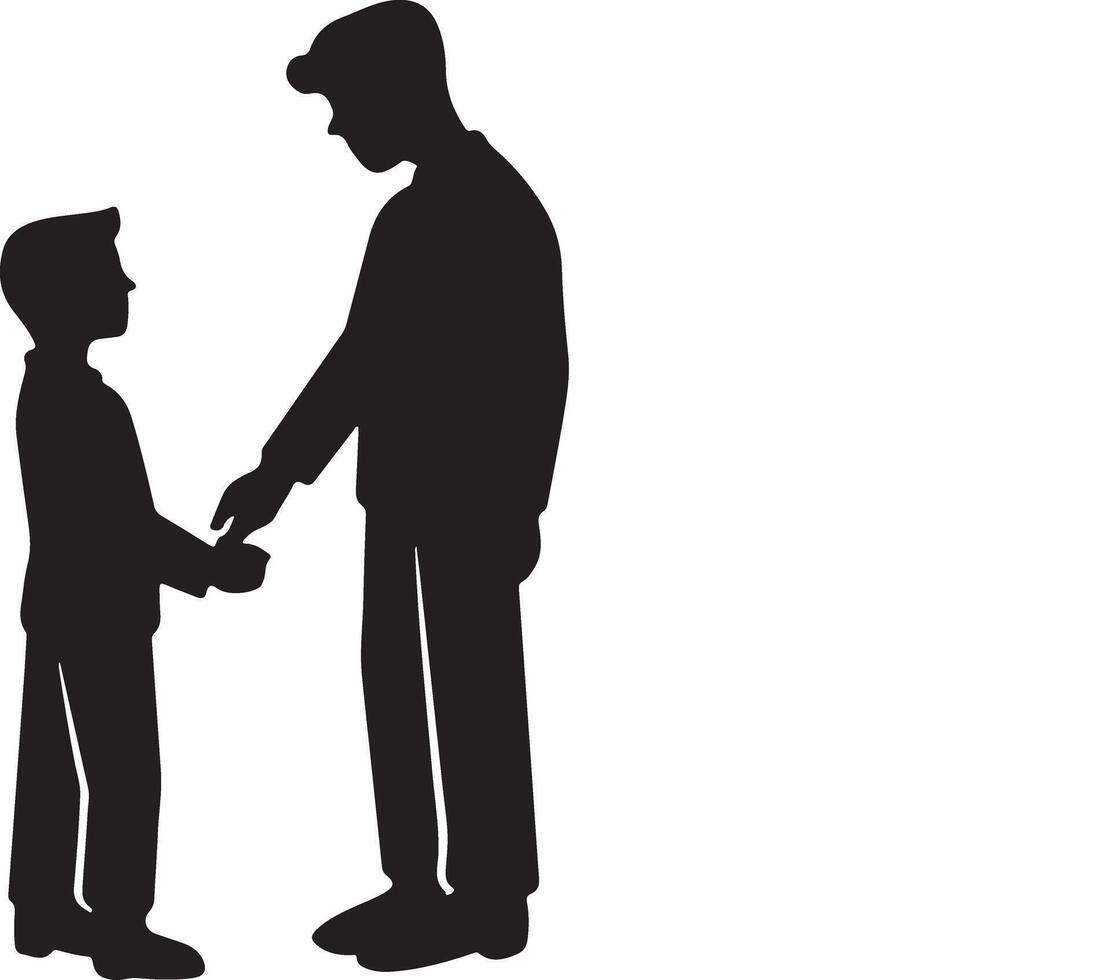 Flat design father and son silhouette vector