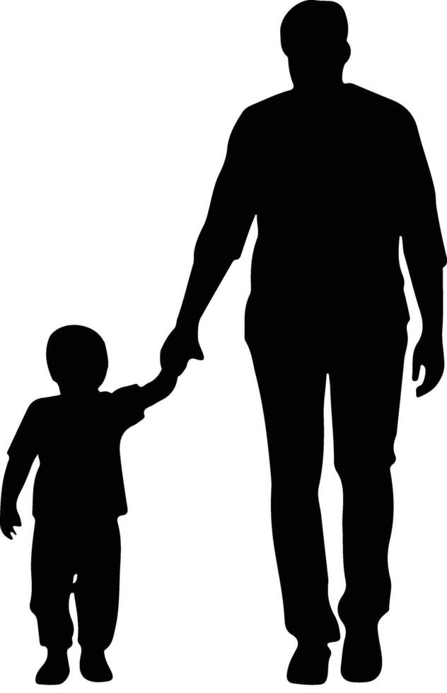 Flat design father and son silhouette vector