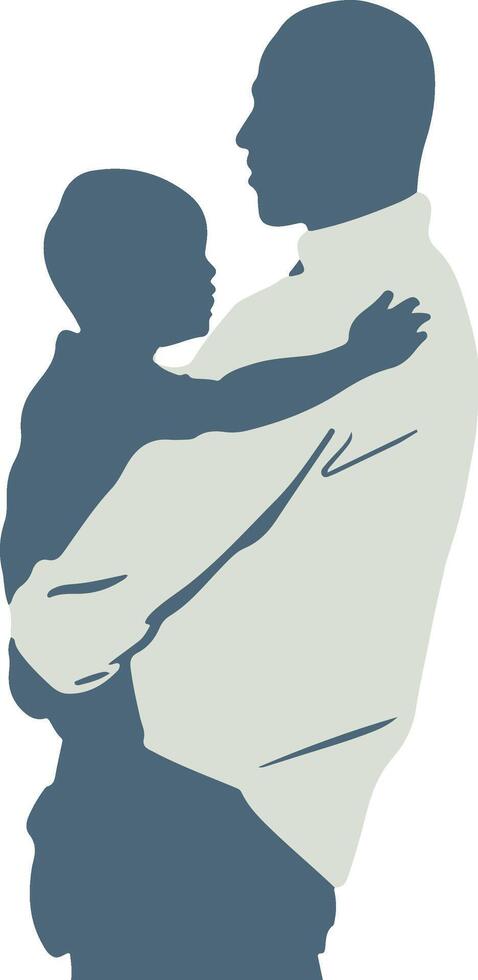 Flat design father and son silhouette vector