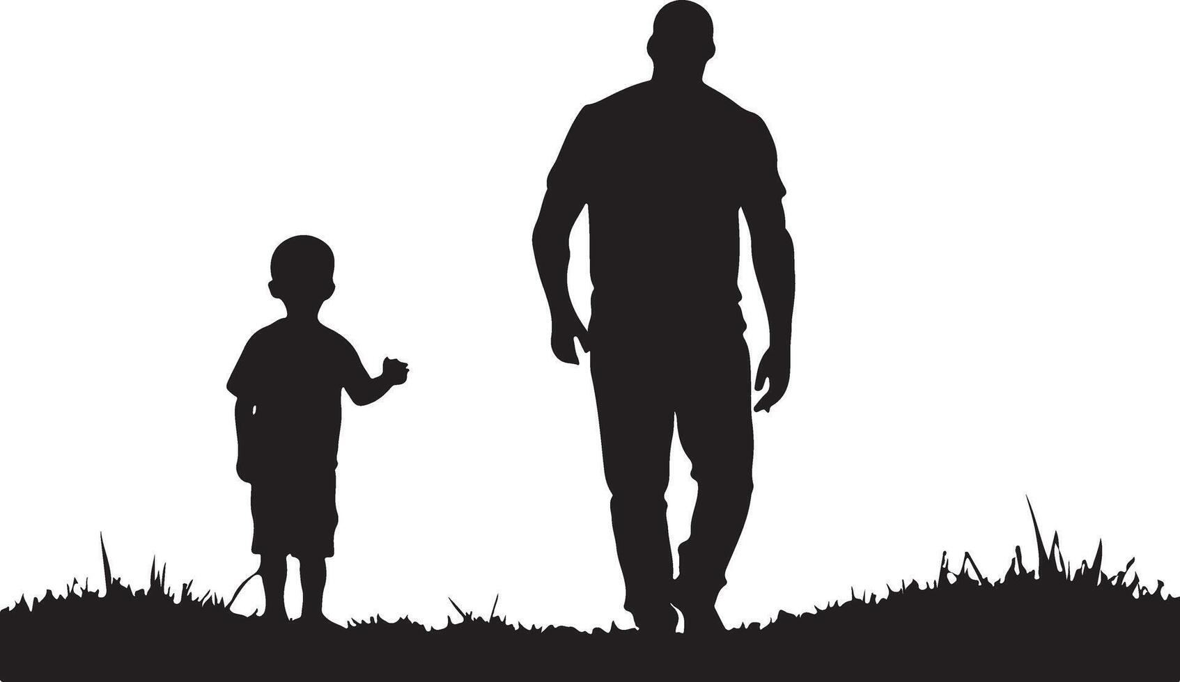 Flat design father and son silhouette vector