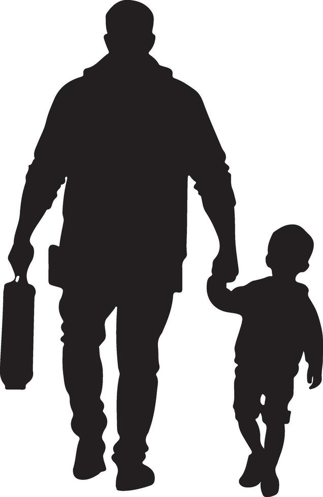 Flat design father and son silhouette vector
