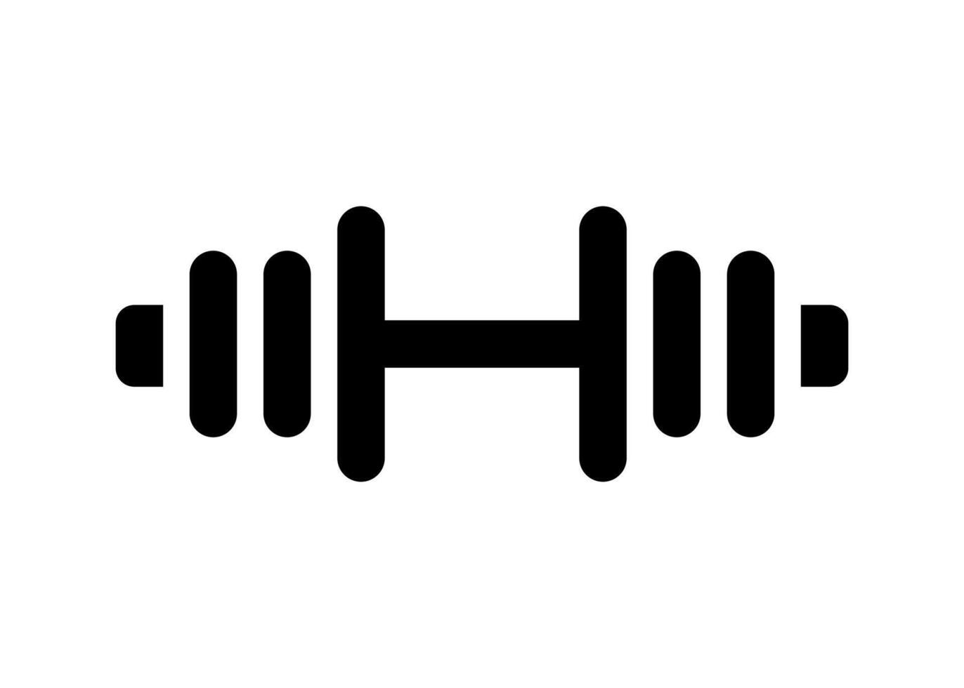 Dumbbell icon. Flat style black barbell exercise equipment on white illustration. vector
