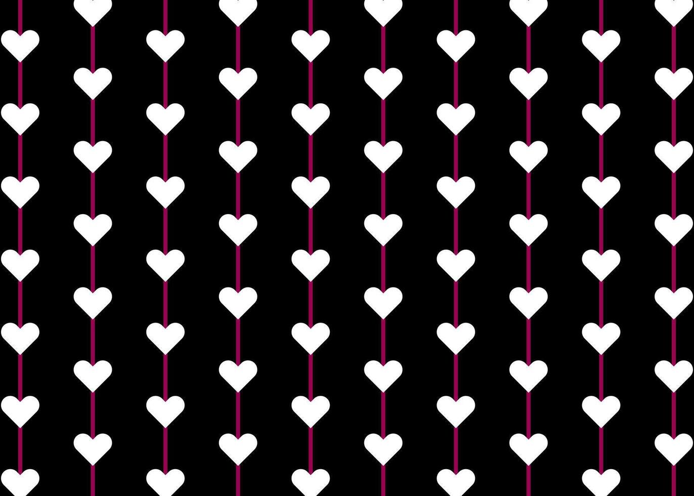 white pink and black hanging hearts on line garlands pattern love wallpaper vector