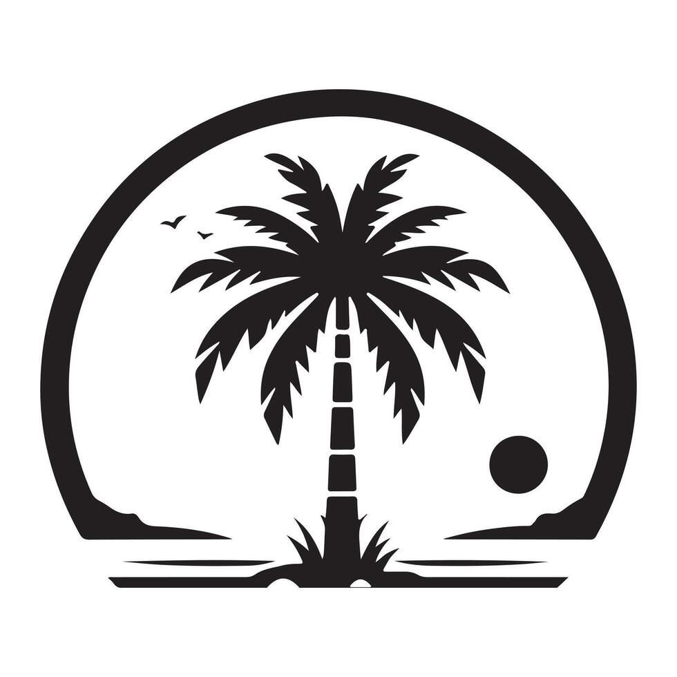 Palm trees Silhouette flat Illustration art. vector