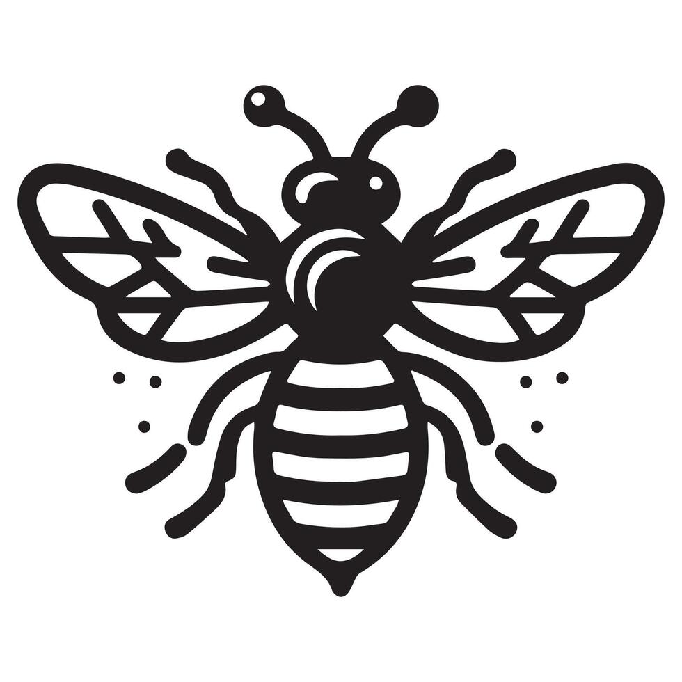 Bee silhouette black flat illustration vector