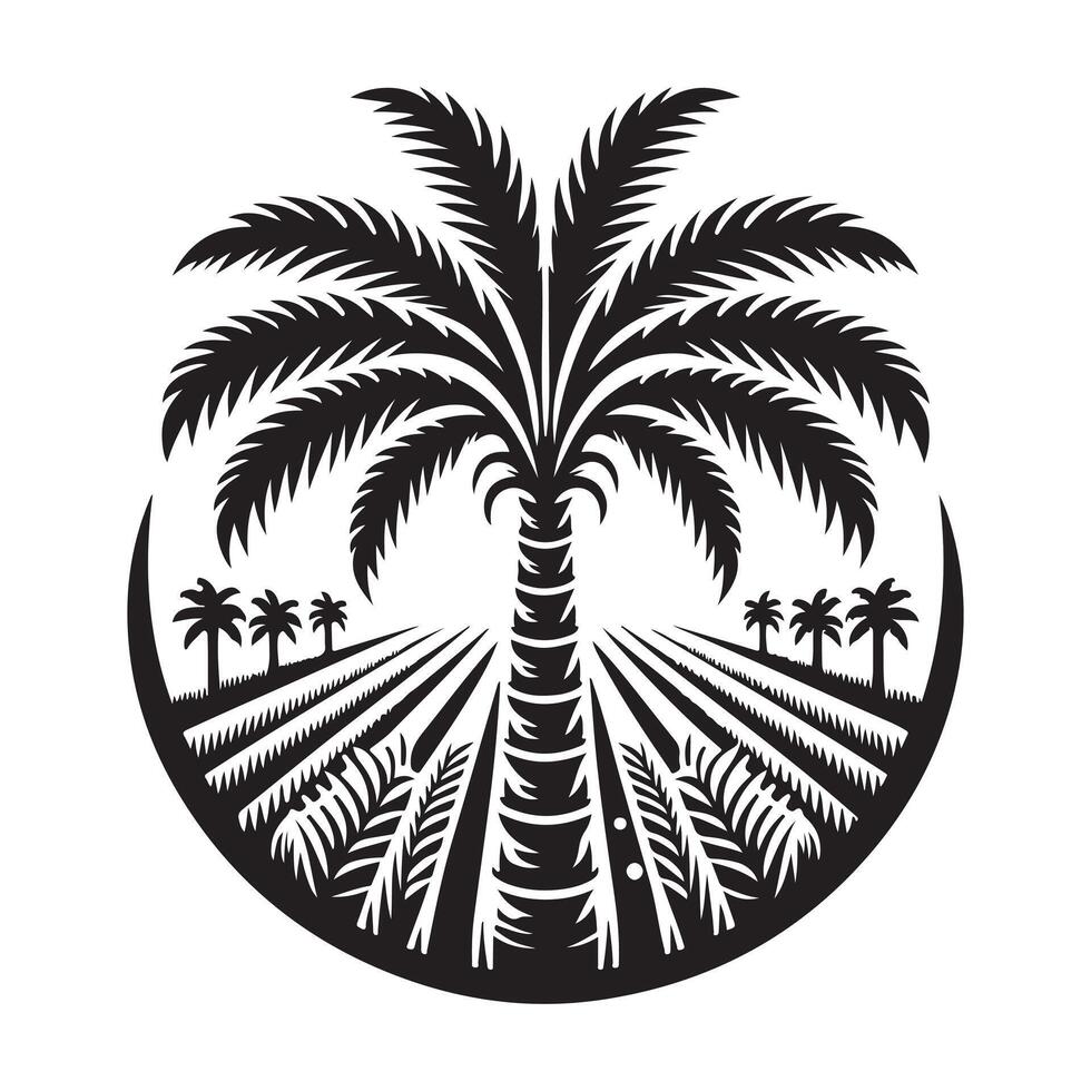 Palm trees Silhouette flat Illustration art. vector