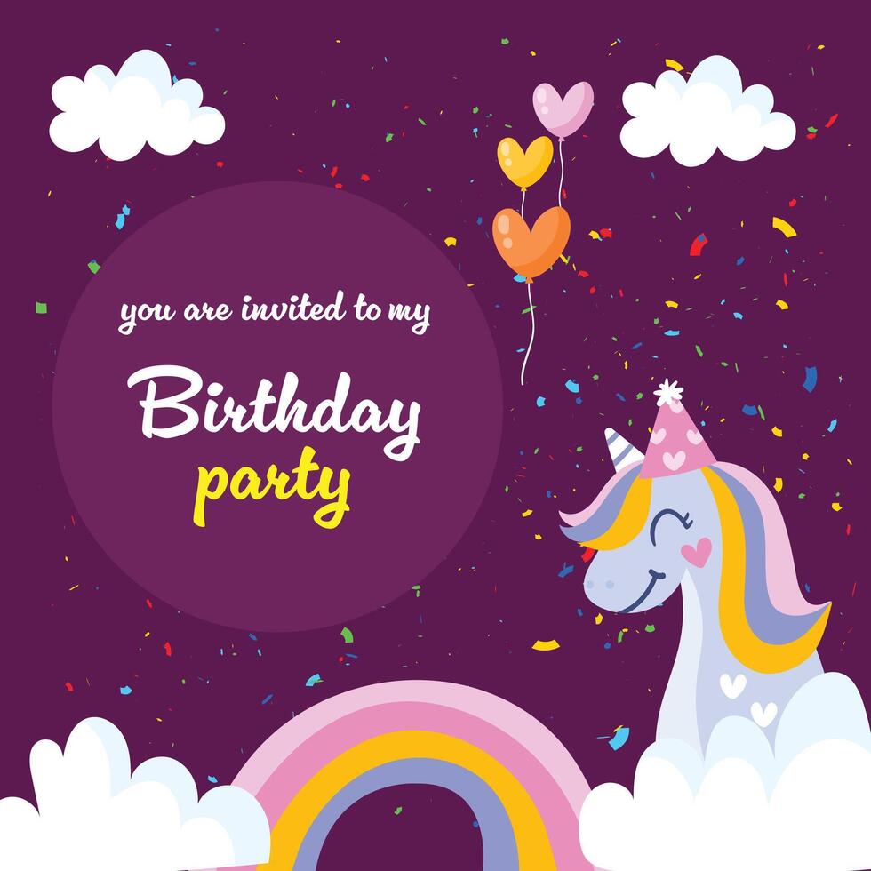 happy birthday unicorn vector