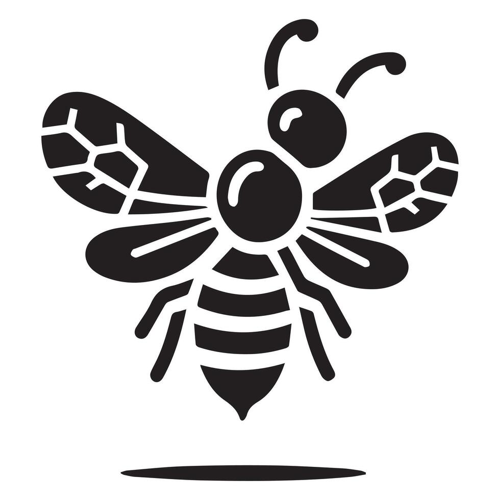 Bee silhouette black flat illustration vector