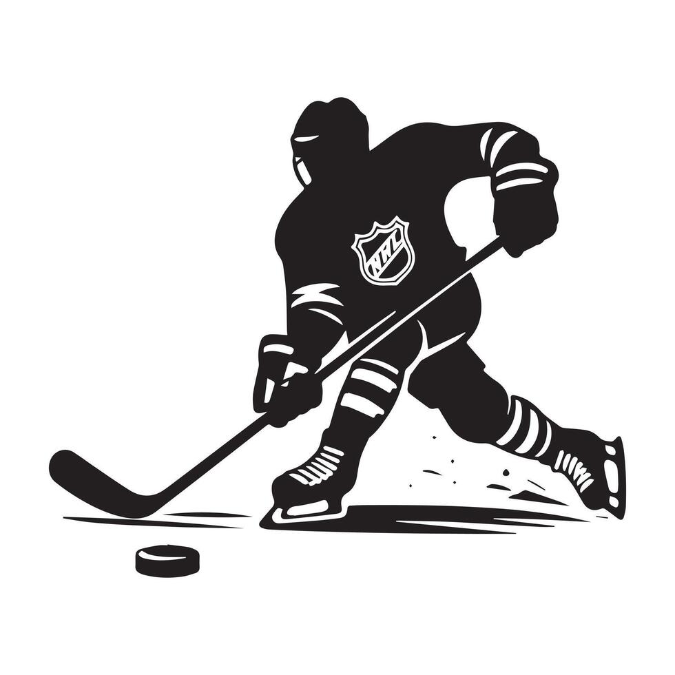 Hockey silhouette black flat illustration. vector
