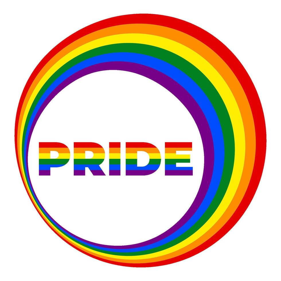 Pride Month icon. Rainbow circle with rainbow text Pride inside. Isolated element for Pride Month on a transparent background. illustration vector